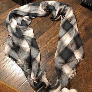 Blue and white plaid large scarf/wrap